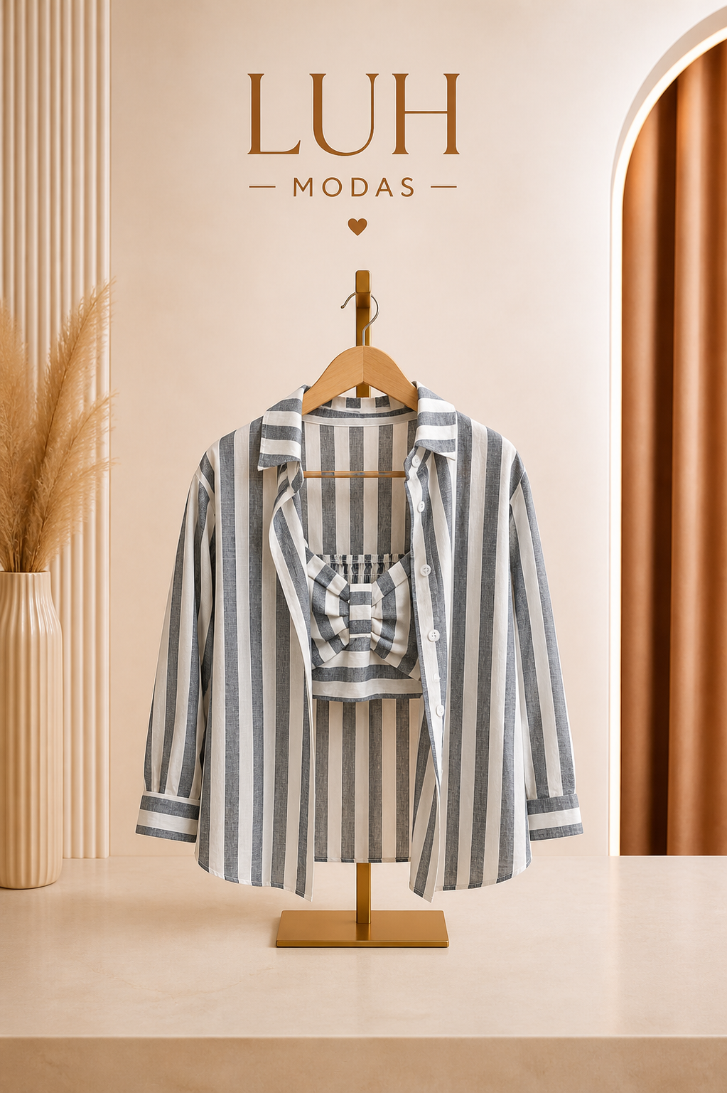 Camisa com Cropped no Linho